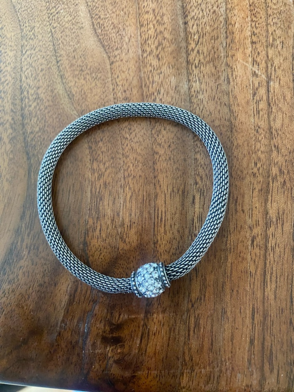 Silpada 7” stretch bracelet Sterling Silver mesh and CZ